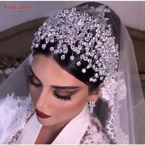 YouLaPan HP376 Luxury Full Diamond Bridal Hair Accesories Sparkle Headband Wedding Rhinestone Bridal Tiaras and Crowns for Women