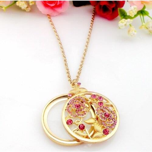 Womens Accessories 2X Necklace Sweater Coat Rose Style Chain Magnifier Reading Magnifying Glass