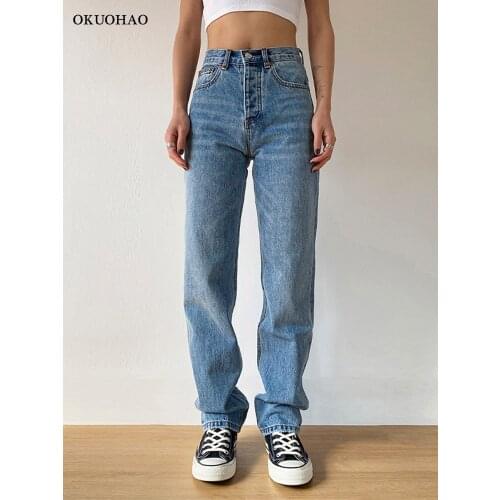 Mom Jeans Straight Pants Washed Loose High Waist Plus Size Women Casual Boyfriends Cowboy Vintage Wide Leg Trousers 2021 New