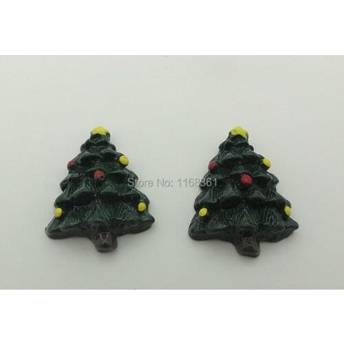 1pcs/lot resin flat back black DarkCyan Christmas tree 24mm Scrapbook Embellishment DIY Phone Decoration C112-4