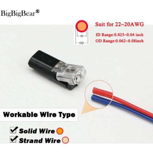 10pcs Two-wire Pluggable Wire Connector Quick Connector Cable Crimping Terminal For Wire Connection 22-20AWG LED Car Connector