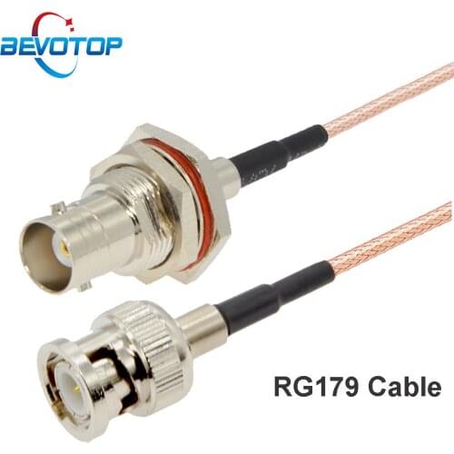 10pcs/lot RG179 Pigtail BNC Male to BNC Female Bulkhead Jack 75Ohm RF Coaxial Extension Cable Jumper for SDI Vedio CCTV Camera