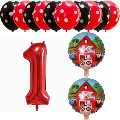 13pcs/lot Cartoon Farm Paradise Balloon Party Decoration Globos Pasture Animals 30inch Number Foil Helium Balloons Kids Toys