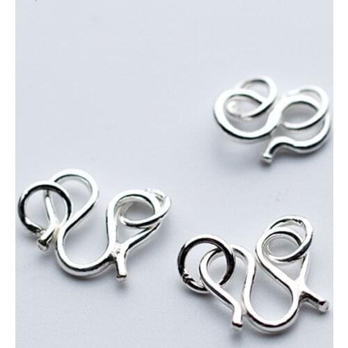 2pcs/lot 100% 925 Sterling Silver W Connector Clasp With Rings 6x11 10x12mm Ornament Necklace Charm Clasp Hooks DIY Jewelry Make