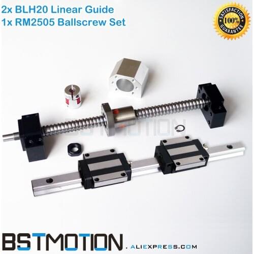 2505 Ball screw BK20 BF20+ BLH25 25mm Linear Guide Rail 300mm 400mm 500mm 700mm 800mm 900mm 1000mm 1100mm 1200mm 1500mm#HGW25CC