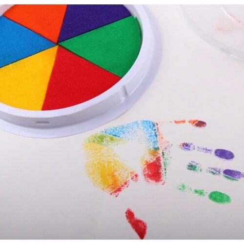 6 Colors Ink Pad Stamp DIY Finger Painting Craft Cardmaking Large Round For Kids