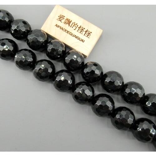 APDGG Natural Faceted Black Onyx 20mm Round Beads Semi Precious Gemstone 15" Jewelry Making DIY