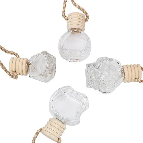 Car-styling Car Perfume Bottle Hanging Glass Bottle For Essential Oils Perfume Pendant Air Freshener Container