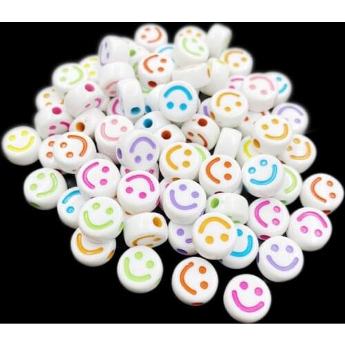 Hot 20Pcs 10mm Smiling Face Loose Beads DIY For Jewelry Making Necklace Bracelet Wholesale Pendant
