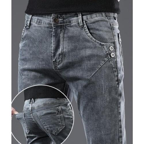 Men Slim Jeans Elasticity Tide mens trousers Autumn Mens Leisure Jeans Men Long Trousers young Man Male Stretch Denim Bottoms