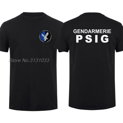 French Police Gendarmerie T Shirt Short Sleeve Gendarmerie PSIG T-shirt Man Cotton Tees Tshirt Harajuku Streetwear