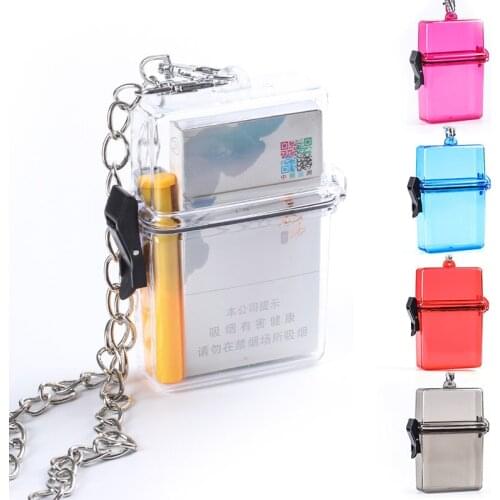 Ins Plastic Transparent Cigarette Case Box With Metal Chain Punk Hip Hop Hard Shell Waterproof Mobile Phone Bag Storage S# L