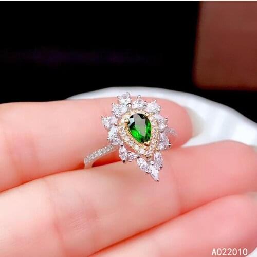 KJJEAXCMY fine jewelry 925 sterling silver inlaid natural gemstone diopside classic Womans new ring Support test hot selling