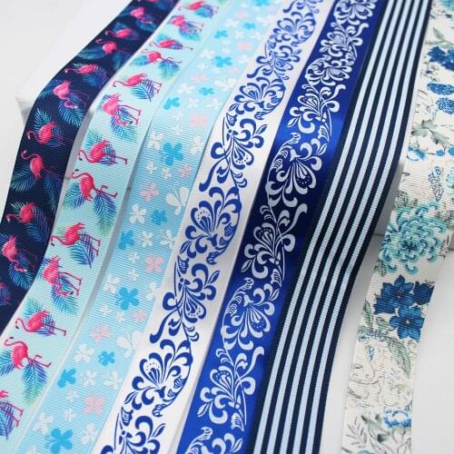 Largest Collection Blue Tapes Printed Grosgrain Satin Ribbons Dot Heart Star Gingham Velvet For DIY Hair Bows Crafts Accessories