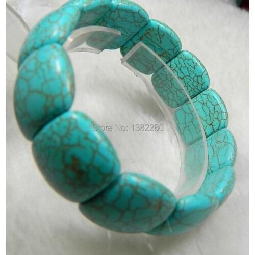 ! HOT! DIY 17-20mm Blue Turkey Stone fashion Bracelet 7.5'' JT5236