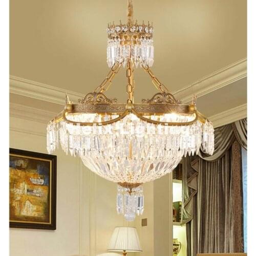 D60cm H60cm Modern Brass E14 AC Luxury Crystal Bronze Iron Chandeliers Indoor Lighting For Living room and Restaurant Chandelier