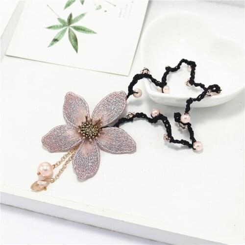 Fashion New Hair Accessories Pearl Rhinestone Flower Headdress Head Rope Tie Hair Rope