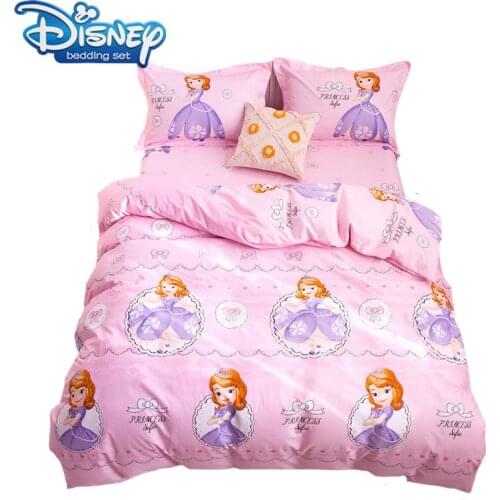 Cartoon cotton comforter bedding set 4pcs pink Princess Sophia bed linen kid home textile autumn queen size fitted/Duvet cover