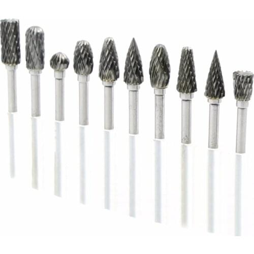 10pcs Dremel Carbide Burrs Drill Bit Set Rotary Burr Micro Drill Bits for Metal Woodworking Carving Tools Mini Glass Diamond