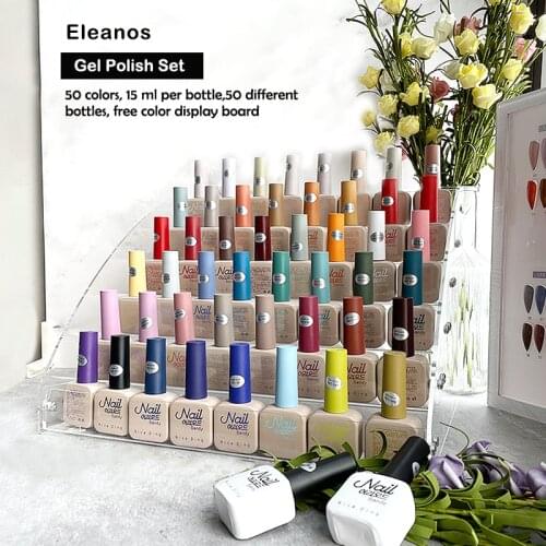 New 50 Fashion Color Eleanos Gel Polish Varnish 50 Colors Of Bottles Gel Polish For Nail Art Design Nail Salon Used Nail Gel Kit