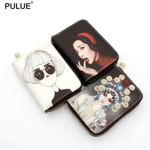 New Exquisite Business Card Holder Women Leather Credit Card Holder Card Case Mini Zipper Wallet Coin Purse Cartoon Card Bag