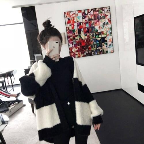 Cardigan Coat New Korean Version In Autumn Winter 2021 Mink Fleece Sweaters Women Loose Fashion Knitting Long Cardigan Women