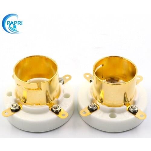 PAPRI 2PCS Ceramic S4U Gold Plated 4Pin Vacuum Tube Sockets Top Mount Tube Amplifier Audio HIFI DIY For 300B 811 813 2A3