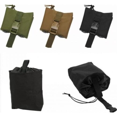 By DHL 200pcs Tactical Folding Dump Drop Pouch Protable Ammo Pouch Magazine Military Hunting Bags for Backpack Belt Nylon