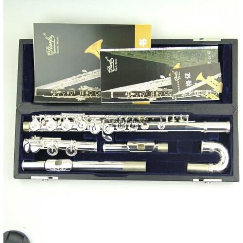 16 open hole silver plated flute with Split E mechanism offset flute +2pcs mouthpiece