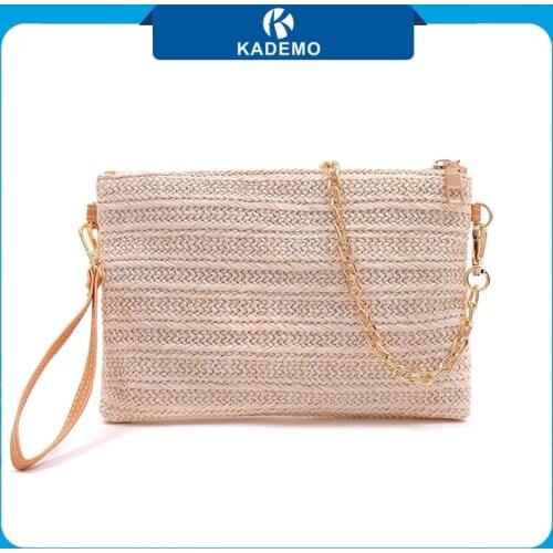 KADEMO Casual Shoulder Bags Women Knitted Straw Bag Bohemian Small Crossbody Bag New Summer Beach Wristlet Clutch Womens Purse