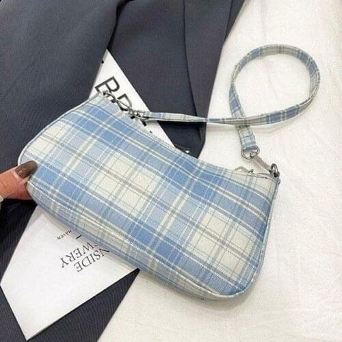 Casual Plaid Print Womens Bags 2021 Oxford Shoulder Underarm Bags For Women Luxury Designer Handbags And Purses Daily Clutch