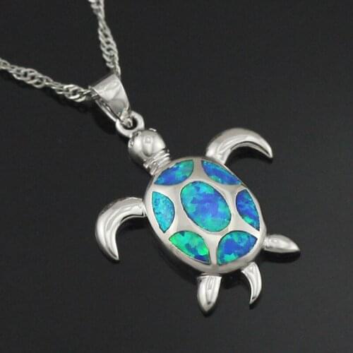 Lovely Turtle Synthetic Blue Fire Opal Jewelry Women Pendants Gift for Women Girls 1 1/4 inch OP414