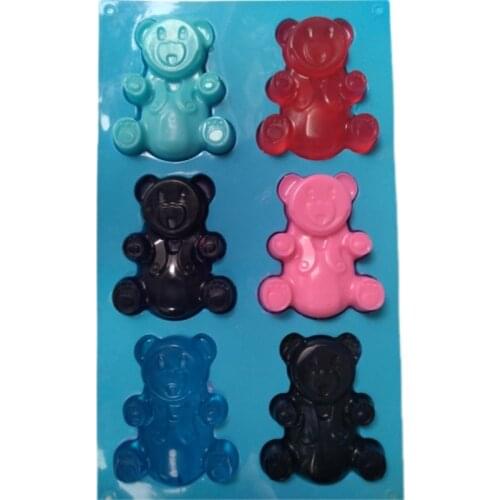 6 Holes 3D Lovely Bear Form Cake Mold Silicone Mold Baking Tools Kitchen Fondant Cake Mold Cake Decorating Tools Baking Supplies