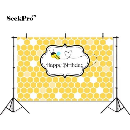 Thin vinyl happy birthday bee honey baby children photo Backgrounds Printed Professional indoor Photographic studio Backdrop