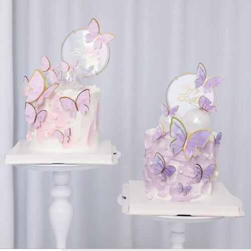 Happy Birthday Acrylic Cake Topper Artificial Butterfly Cake Topper Baby Shower Kids Girls DIY Birthday Party Decorations Globos