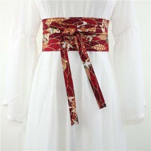 6colors Japanese Traditional Cloth Kimono Dress Obi Women Girls Bronzing Yukata Koi Printed Multi Sizes Bandage Sexy Girdle Belt