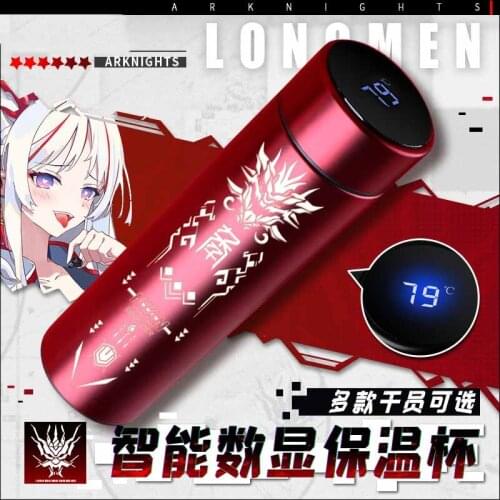 Anime Arknights EXUSIAI Chen Skadi Dusk Mostima Stainless Steel Vacuum Cup Thermos Cup Water Bottle Temperature Display Cup