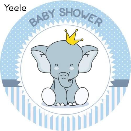 Yeele Newborn Baby Shower Boy Round Elasticity Backdrop Circle Elephant Safari Party Photography Background For Photo Studio