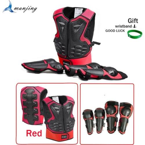 With Gift Motocross childrens armor Motorcycle Scooter Full Body Protective gear armor Vest Skating suits Knee Elbow care LL