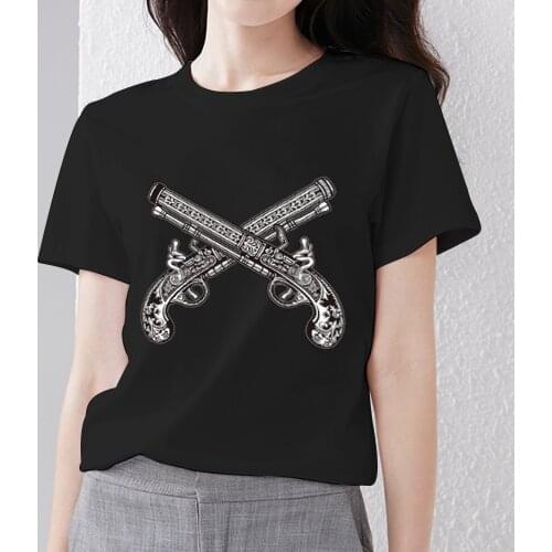 Women T Shirt Funny Skull Graphic Fashion Casual Ladies Short Sleeve Tops Gothic Style Black Printing Tee Shirt Female Clothing