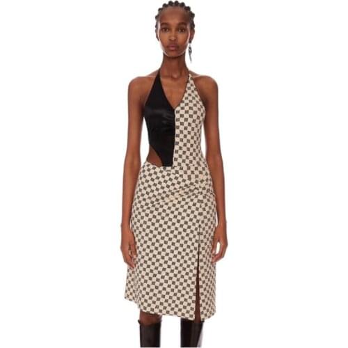 Hot Sale Mstyle Summer Backless Lacing Long Dress Irregular Hollow Stitching Split Classic Womens Skirt High Streetwear Dress