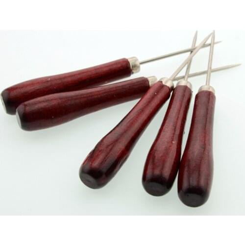 1pcs Wooden Handle DIY Leather Tent Sewing Awl Pin Punch Hole Repair Tool Hand Stitcher Leather craft Needlework