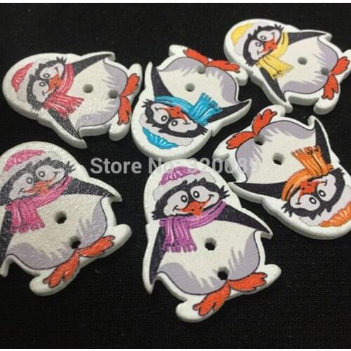 1000pcs 25x29mm Mixed Penguin Wood Buttons Baby Fancy Sewing Cardmaking Embellishments