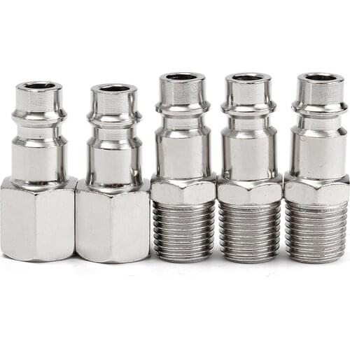 5pcs 1/4" Euro Air Line Hose Compressor Fittings Connector Male Quick Release High Strength And Hardness