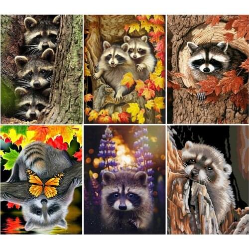 5D DIY Diamond Painting Raccoon Full Diamond Embroidery Animal Diamond Mosaic Art Animal Handmade Gift