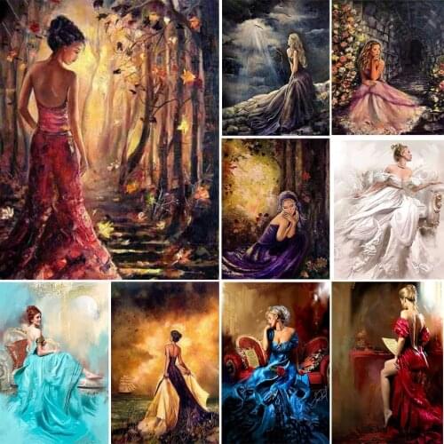 5D Beautiful Woman In Dress Diamond Embroidery Diy Decor Princess Style Elegant Woman Full Square Round Rhinestone Mosaic Art