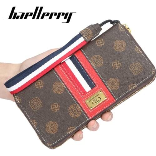 Baellerry Ladies Wallet Large Wallet with Zipper In The Long Paragraph Clutch Bag Multi-Function Zipper Clutch Bag