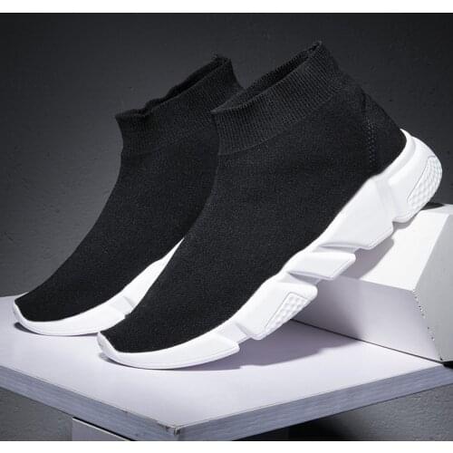 Siddons breathable ankle boots womens socks shoes womens sports shoes casual elastic wedge platform shoes soft-soled shoes