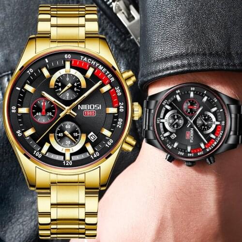 NIBOSI Mens Watches Top Brand Luxury Fashion Business Quartz Watch Men Sports Watch Waterproof Black Clock Relogio Masculino