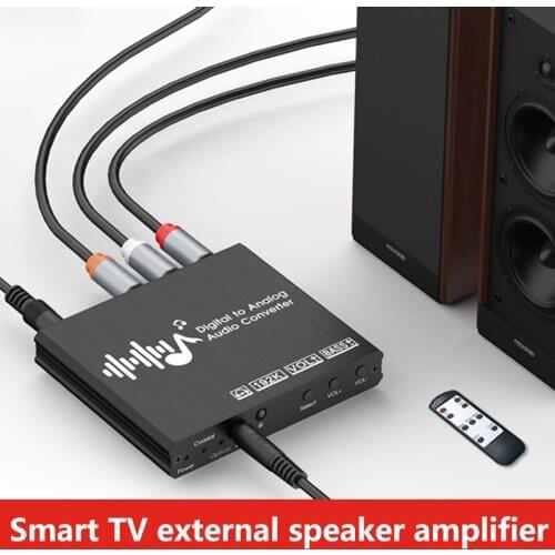 192Khz Digital-To-Analog Audio Converter Volume Remote Control 3.5mm Headphone Jack Dac Converter with Optical Cable